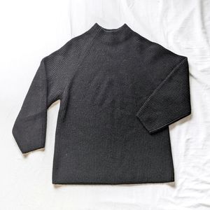 Everlane 100% Cashmere Wool Black Ribbed Mock Turtleneck Sweater